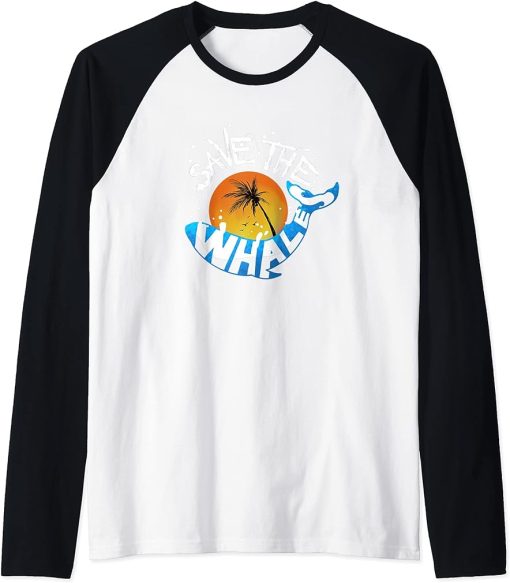 Save The Whales Orca And Killer Whale Raglan Baseball Tee