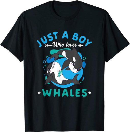 Cute Just A Boy Who Loves Orcas Sea Animal Orca Lover T-Shirt