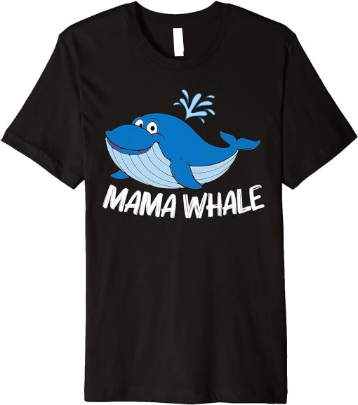 Funny Whale Art For Women Mom Orca Narwhal Blue Whales Premium T-Shirt