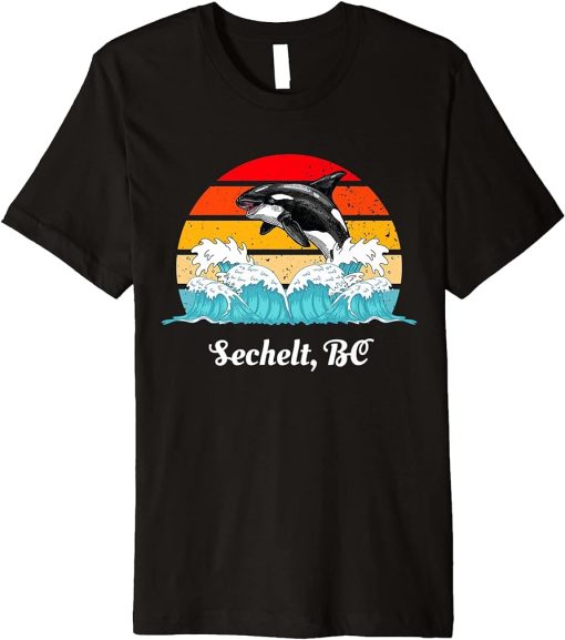 Vintage Sechelt BC Distressed Orca Killer Whale Art Premium T-Shirt