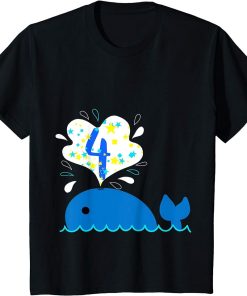 Kids 4th Birthday Cute Whale Orca Gift For 4 Year Old Boys Girls T-Shirt