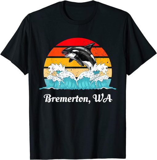 Vintage Bremerton WA Distressed Orca Killer Whale Art T-Shirt