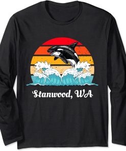 Vintage Stanwood WA Distressed Orca Killer Whale Art Long Sleeve T-Shirt