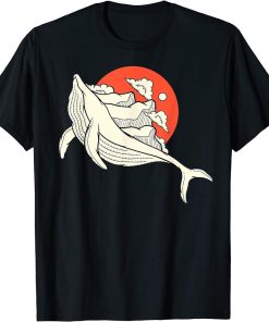 Whale Carrying Mountain Gift Orca Mountain Vintage Retro Sea T-Shirt