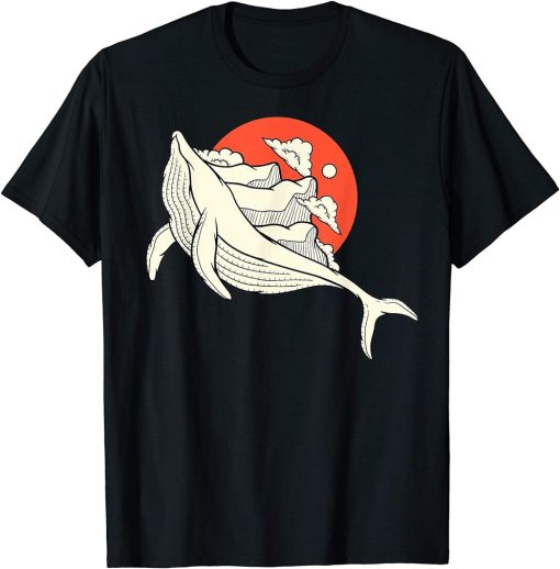 Whale Carrying Mountain Gift Orca Mountain Vintage Retro Sea T-Shirt