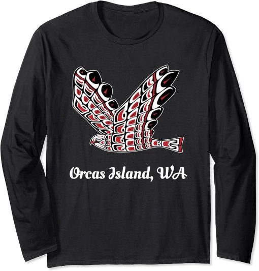 Orcas Island WA Red Tail Hawk Native American Bird Watching Long Sleeve T-Shirt