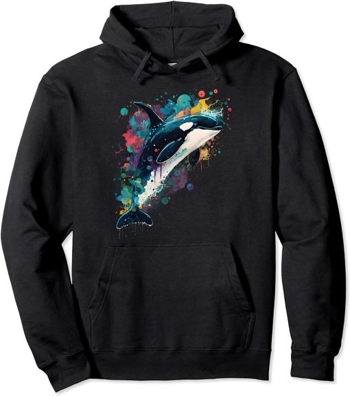 Colourful mystical orca whale watching dolphin pottwhale orca whale Pullover Hoodie